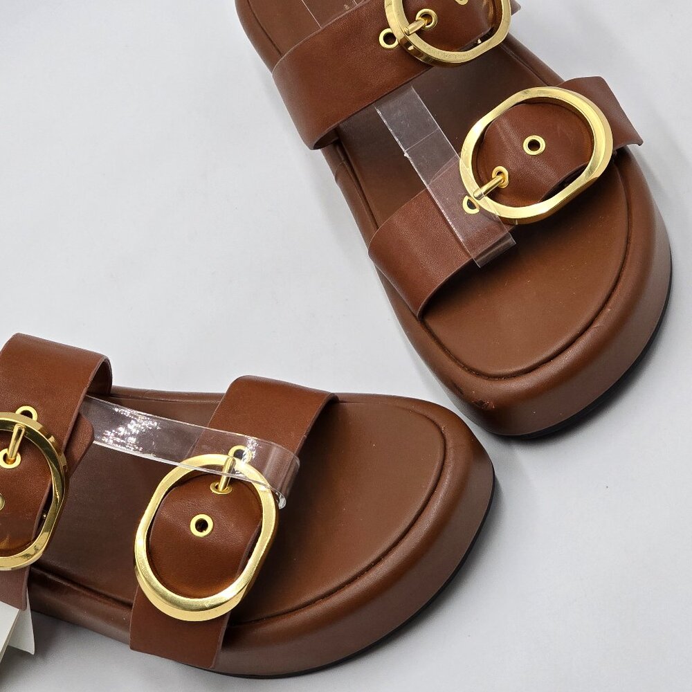Zara Leather Platform Buckle Sandals - NWT - Picture 4 of 16